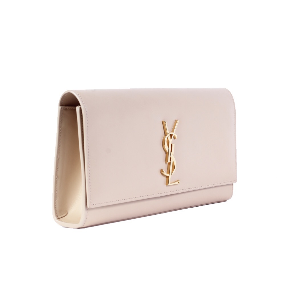 Yves Saint Laurent nude leather cassandre clutch